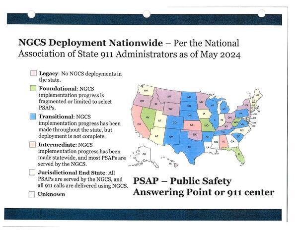 [NGCS Deployment Nationwide — Per the National Association of State 911 Administrators as of May 2024]