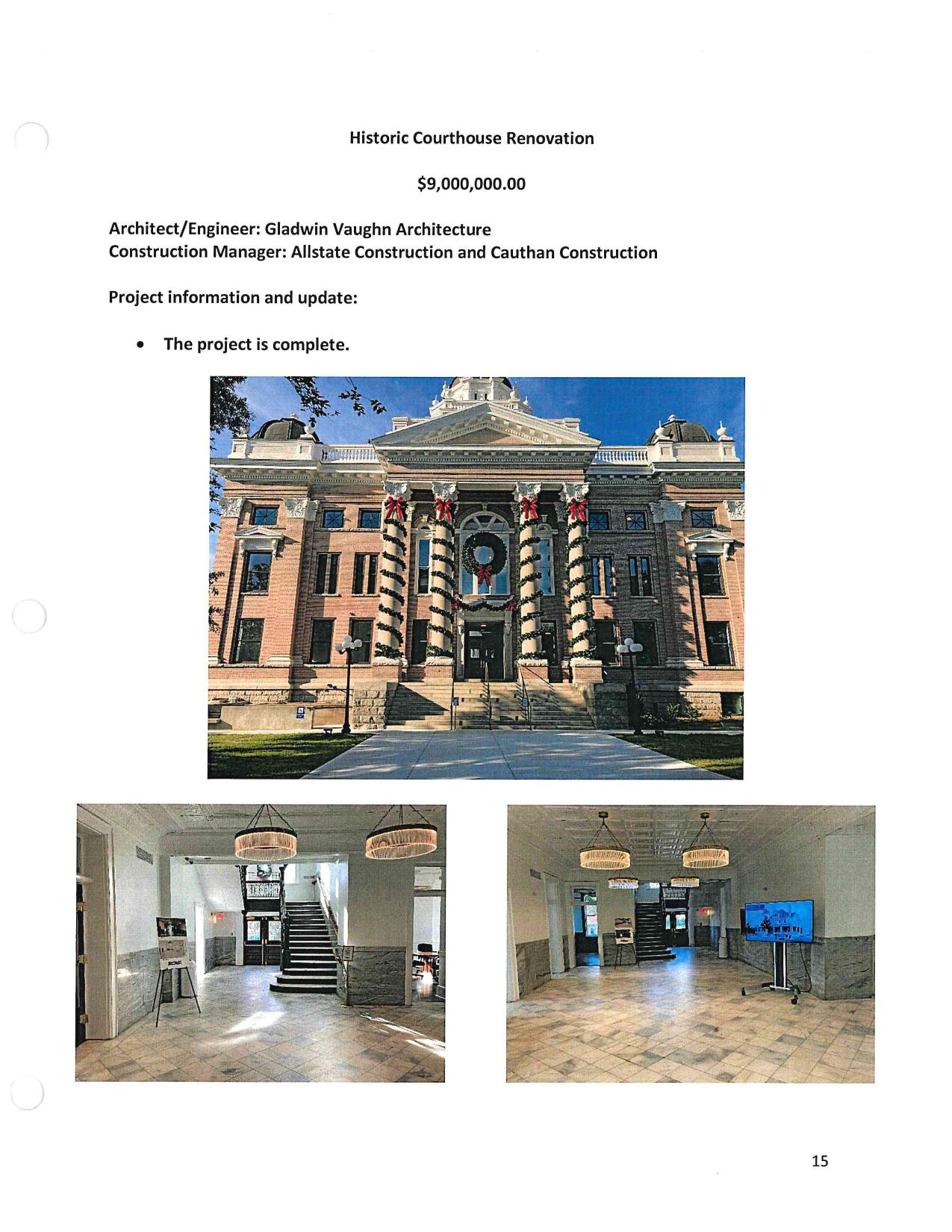 Historic Courthouse Renovation $9,000,000.00