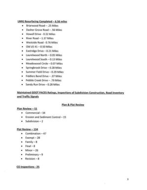[LMIG Resurfacing Completed — 6.56 miles, etc.]