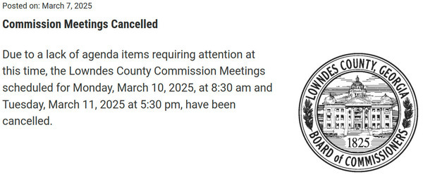 LCC Meetings Cancelled 2025-03-07