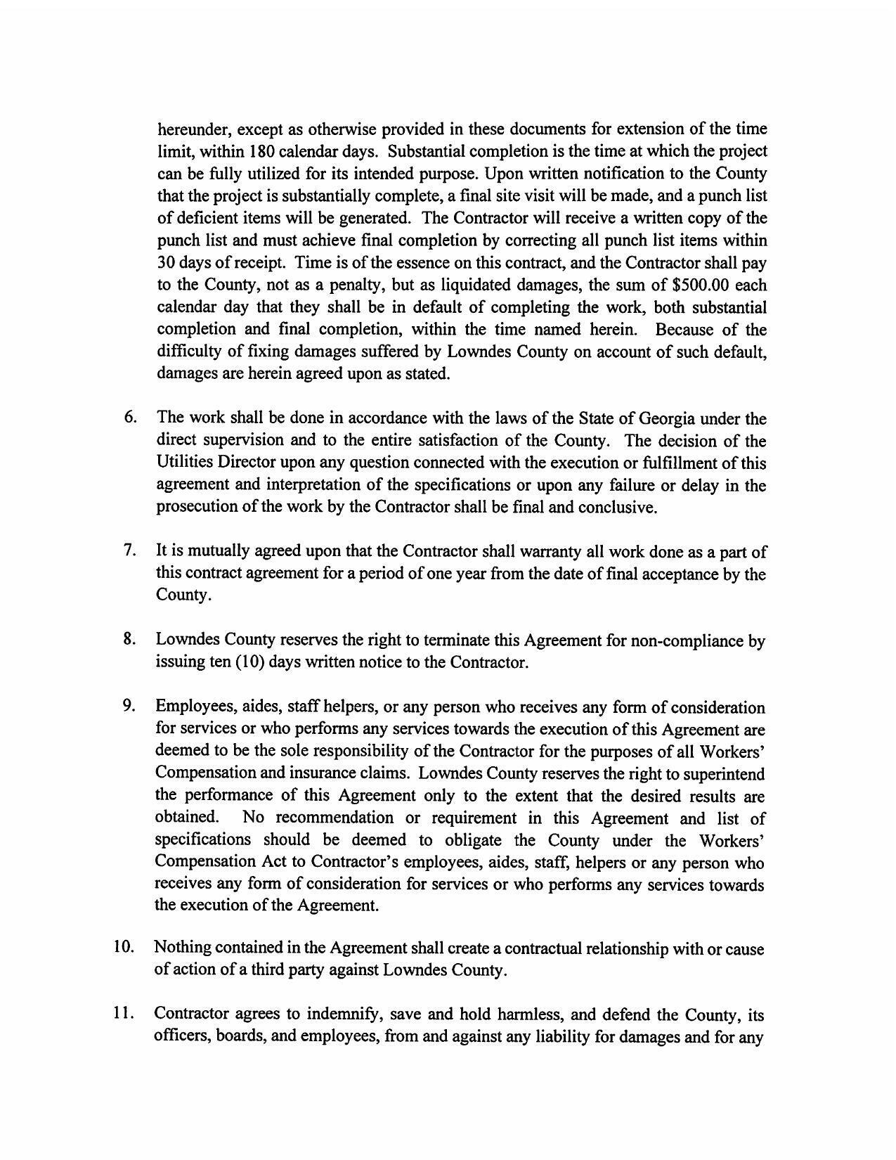 issuing ten (10) days written notice to the Contractor.