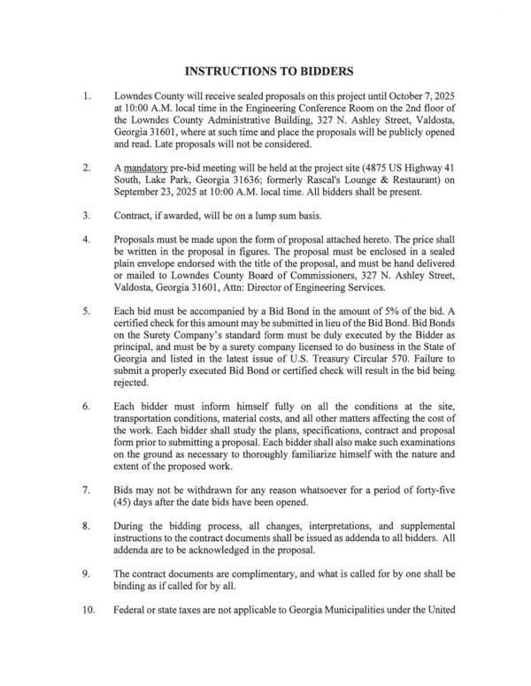 INSTRUCTIONS TO BIDDERS