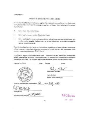[Karla B. Ahlert, AFFIDAVIT OF COMPLIANCE WITH O.C.G.A. §50-36-1]
