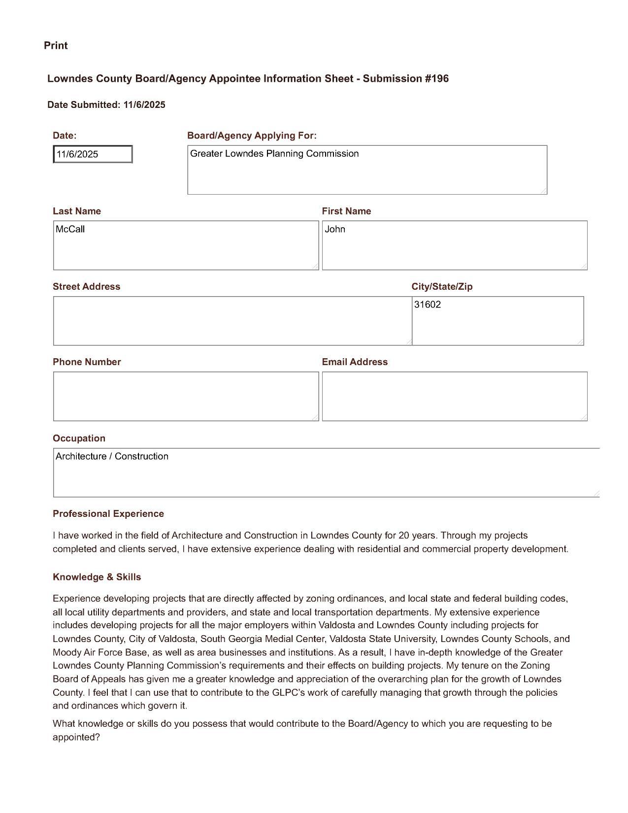 John McCall application