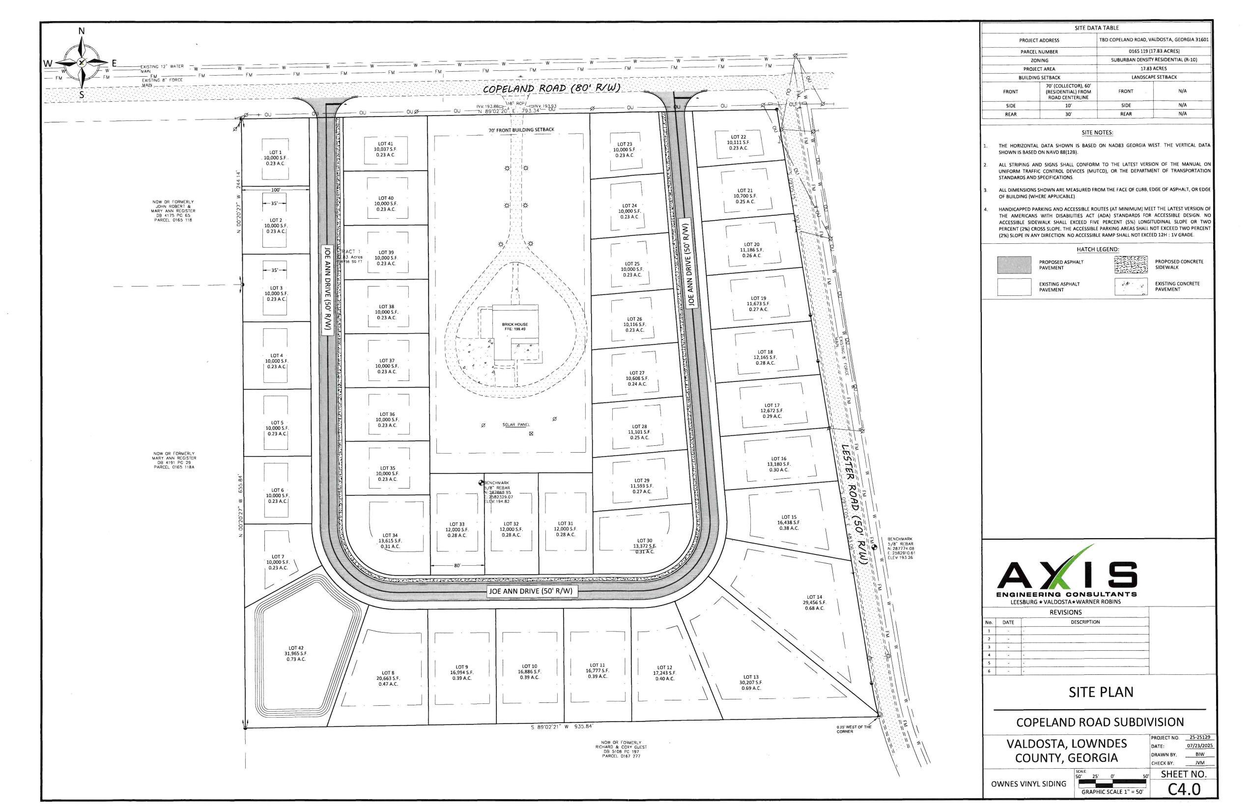 Map: Site Plan, Copeland Road Subdivision, 2025-07-23