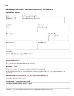 [Tommy Willis Application]