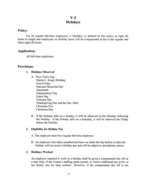 [Holidays Policy, Application, and Provisions]