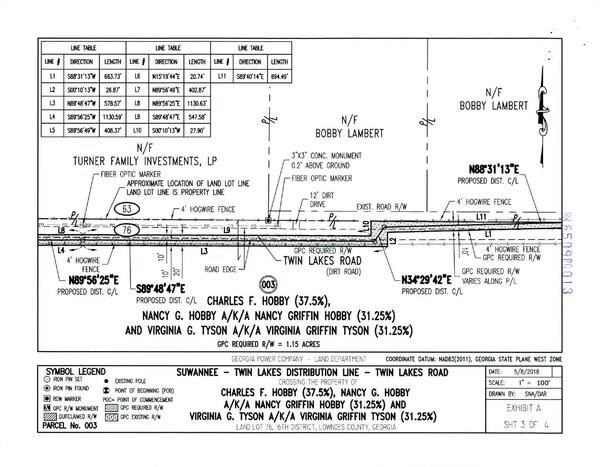 Map: Suwannee - Twin Lakes Distribution Line, Twin Lakes Road, Hobby and Tyson property (3 of 4)