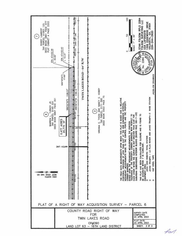 Map: RoW Acquisition Survey, Parcel 6 (3 of 3)