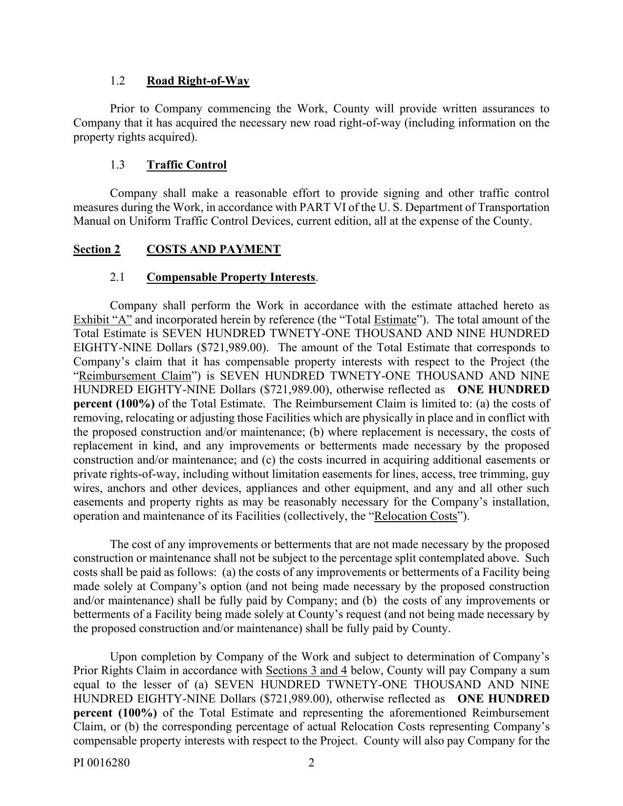 Section 2 COSTS AND PAYMENT