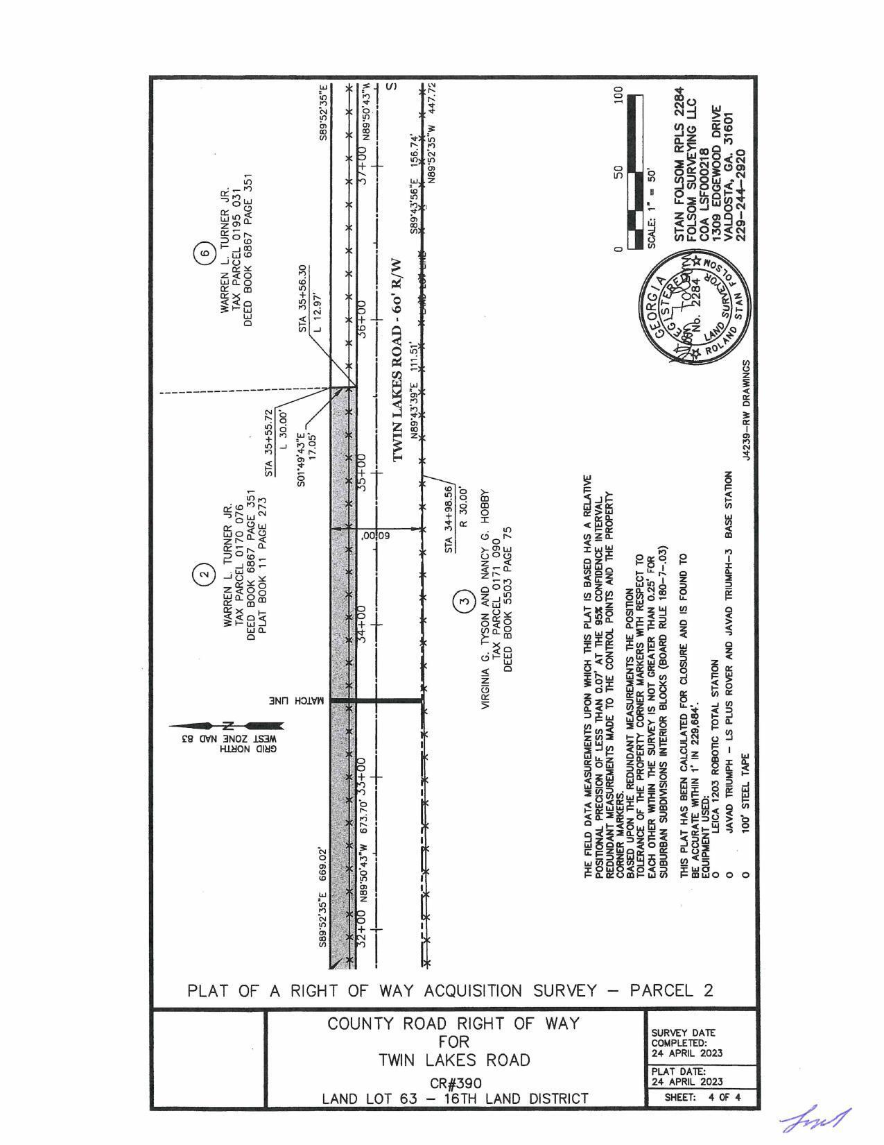 Map: SURVEY of County Road Right of Way for Twin Lakes Road (4 of 4)