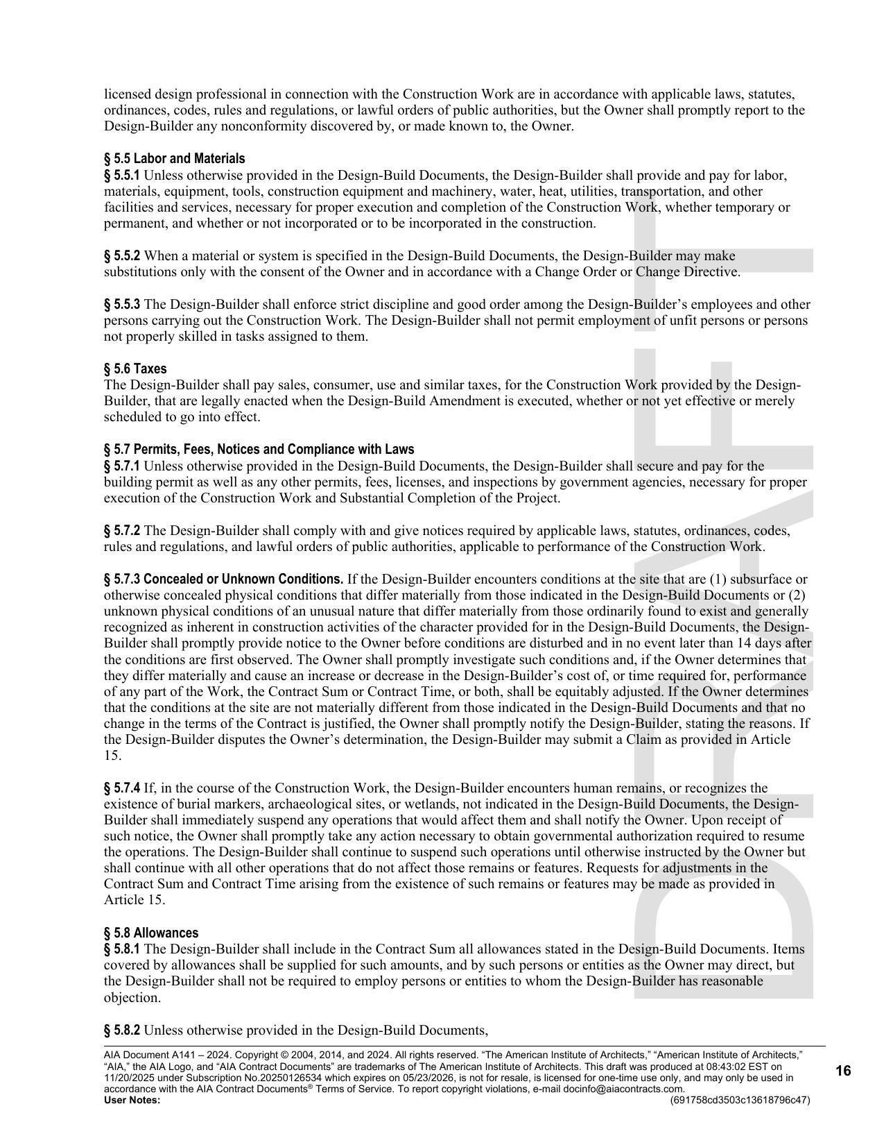 § 5.7 Permits, Fees, Notices and Compliance with Laws