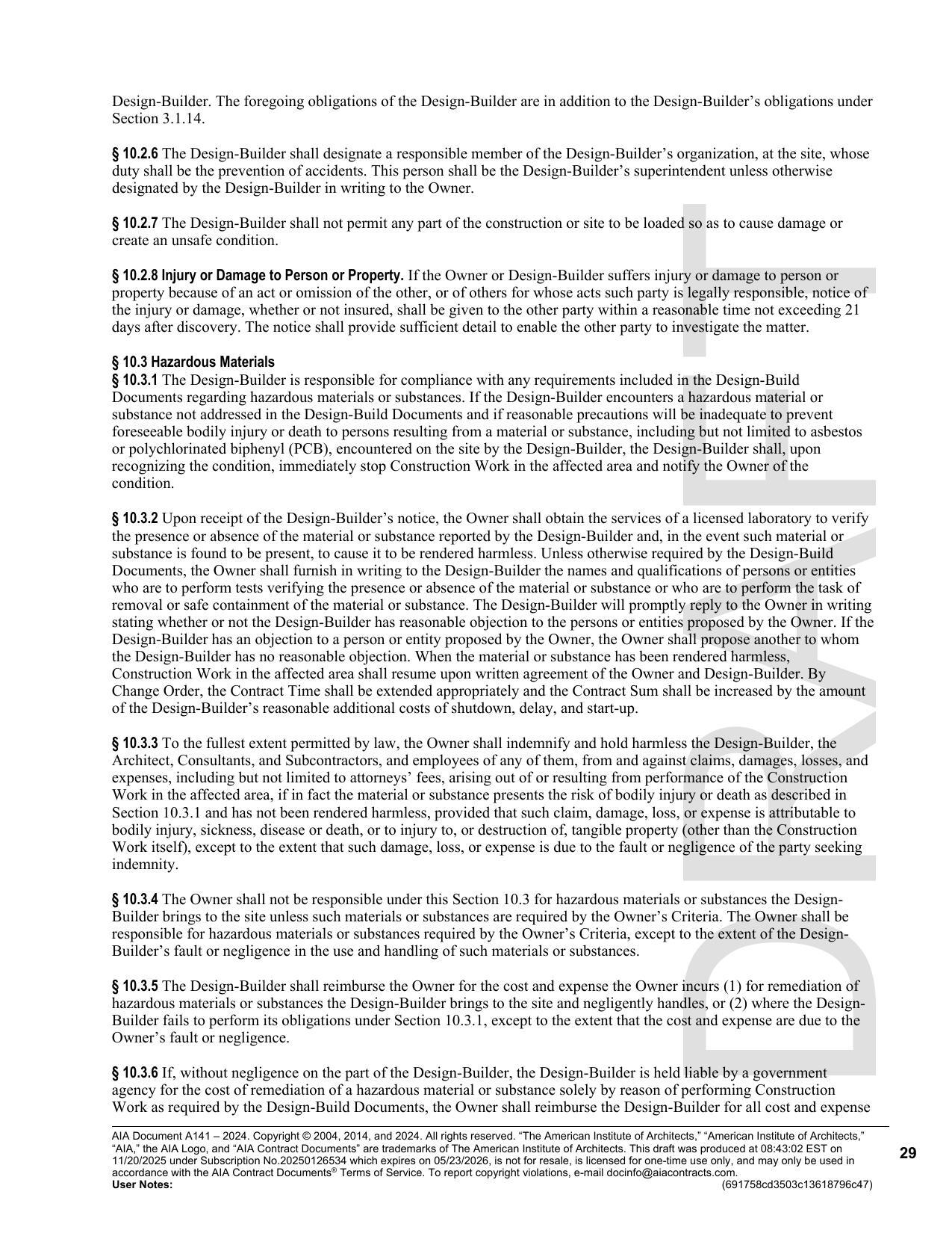 property because of an act or omission of the other, or of others for whose acts such party is legally responsible, notice of