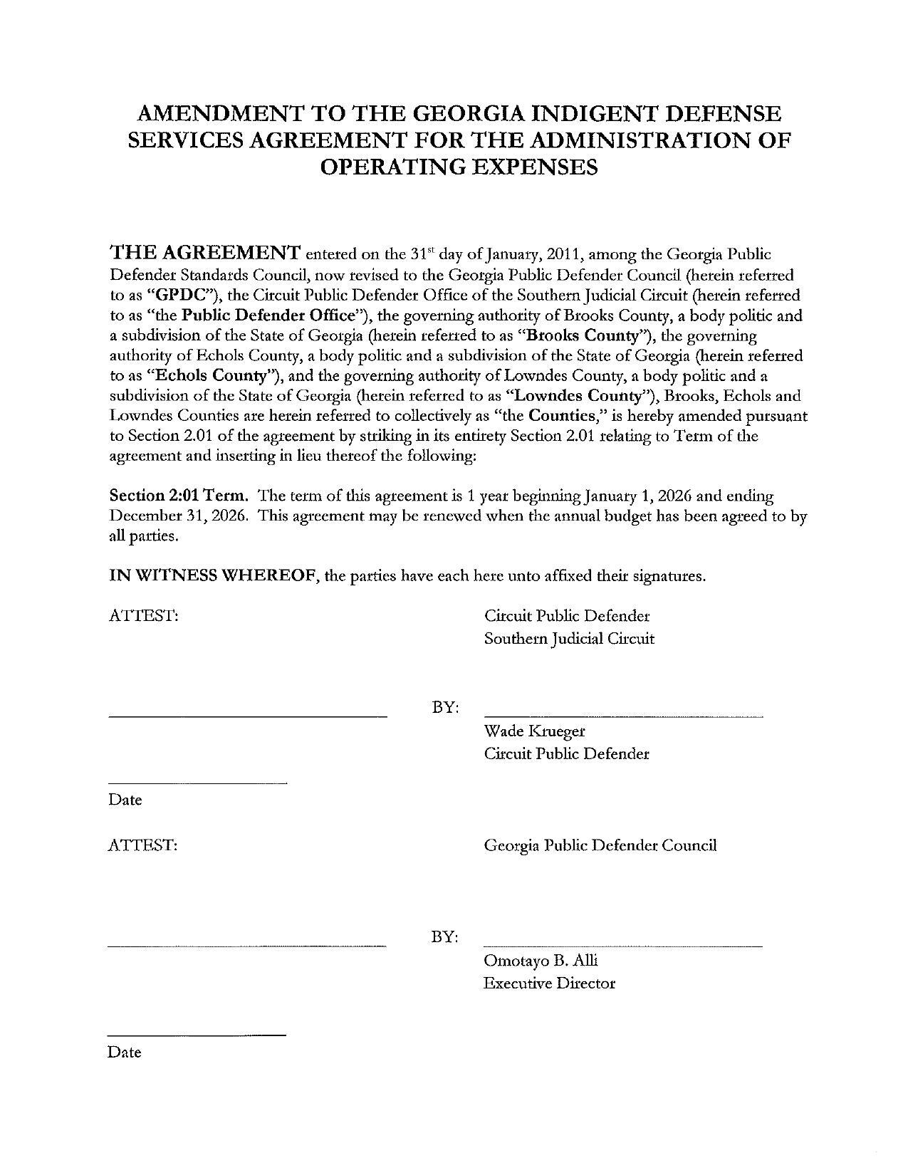 to Section 2.01 of the agreement by striking in its entirety Section 2.01 relating to Term of the