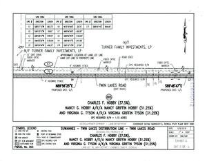 [Map: Suwannee - Twin Lakes Distribution Line, Twin Lakes Road, Hobby and Tyson property (2 of 4)]