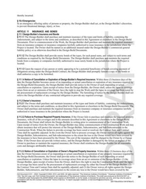 [§ 11.1.4 Notice of Cancellation or Expiration of Design-Builder’s Required Insurance. Within three (3) business days of the]
