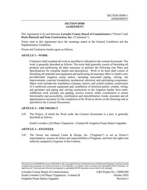 [This Agreement is by and between Lowndes County Board of Commissioners (“Owner”) and]