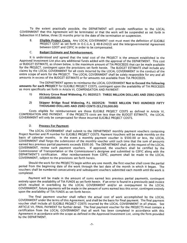 PROJECT COST as set forth in O.C.G.A. § 48-8-242(2) and the Intergovernmental Agreement