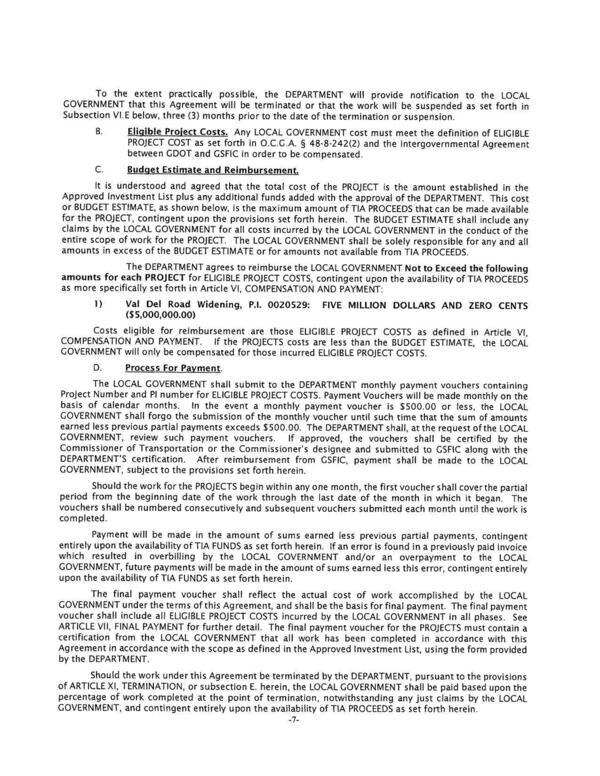 PROJECT COST as set forth in O.C.G.A. § 48-8-242(2) and the intergovernmental Agreement