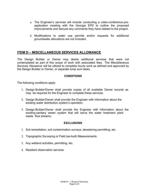 ITEM D: MISCELLANEOUS SERVICES ALLOWANCE