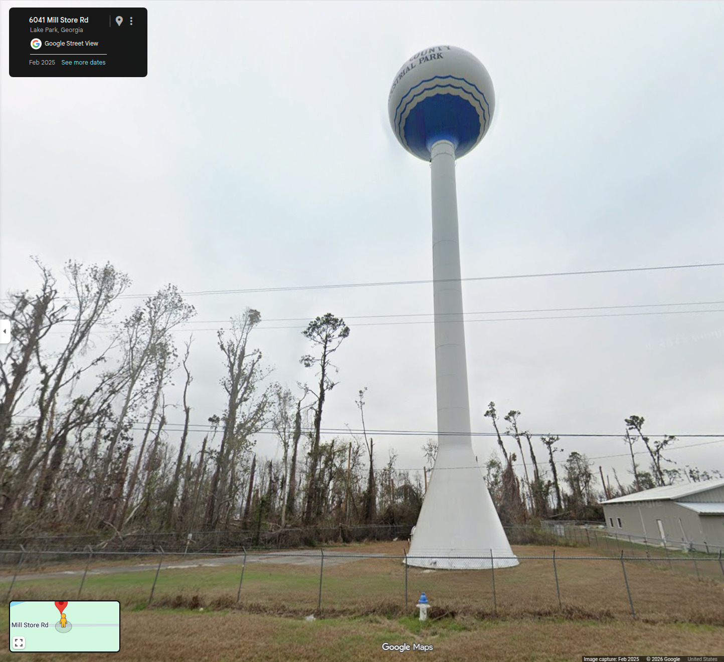 Peterson Road Water Tower, 2026-01-26 --Google Street View