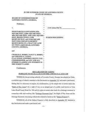 [IN THE SUPERIOR COURT OF LOWNDES COUNTY STATE OF GEORGIA]