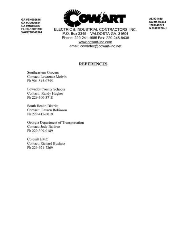 Cowart Electric References