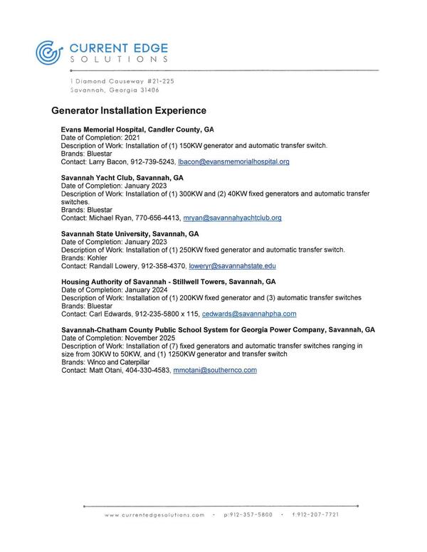 Current Edge Generator Installation Experience