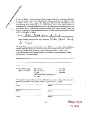 [beverages within 300 feet of any church building. The ordinance also prohibits the distribution, sale or]