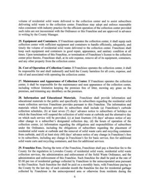 [collection schedules, (b) at least seven (7) days’ advance notice to subscribers of holidays on]