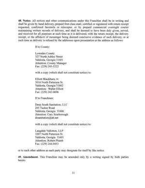 [48. Notice. All notices and other communications under this Franchise shall be in writing and]
