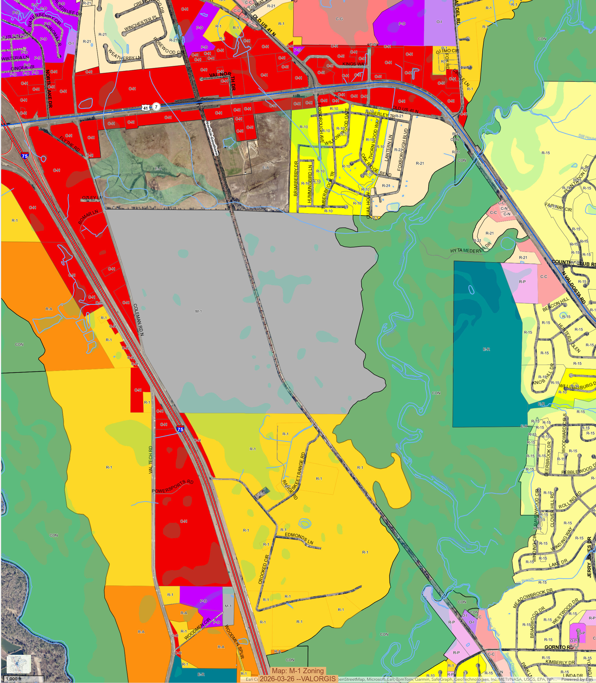 Map: M-1 Zoning, 2026-03-26 --VALORGIS