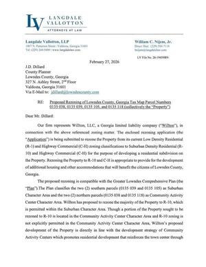 [Rezoning application by Langdale Vallotton LLP for Willton LLC.]