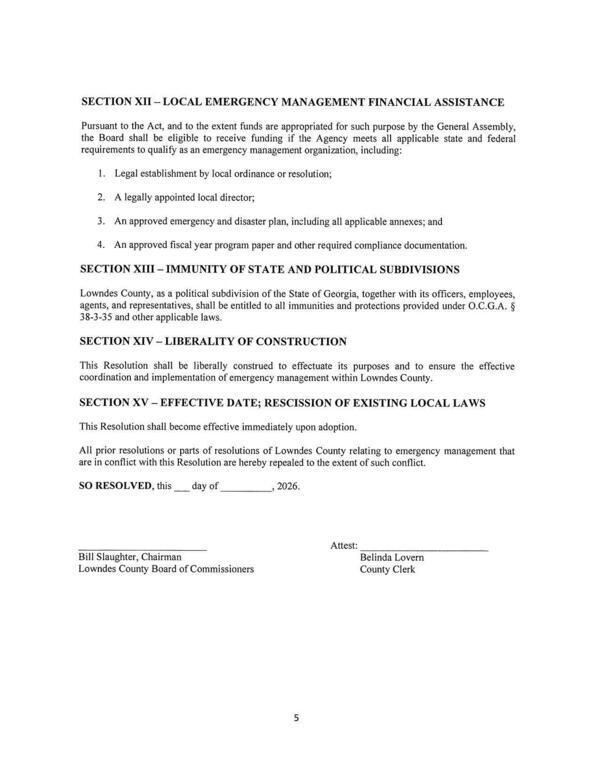 SECTION XII - LOCAL EMERGENCY MANAGEMENT FINANCIAL ASSISTANCE