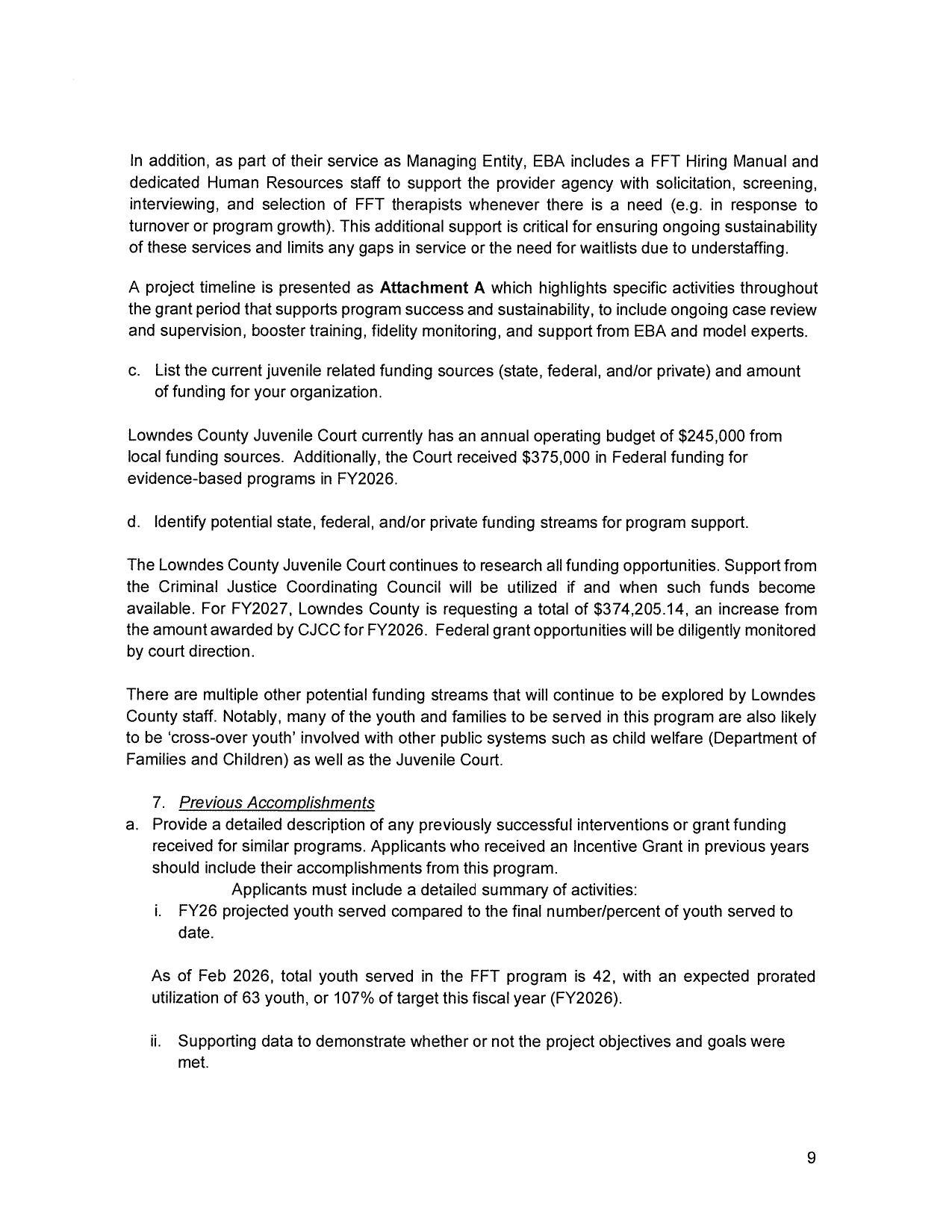 7. Previous Accomplishments