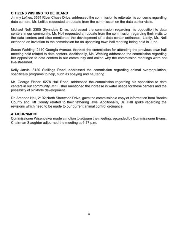 Kelly Jarvis, 3120 Stallings Road, addressed the commission regarding animal overpopulation,