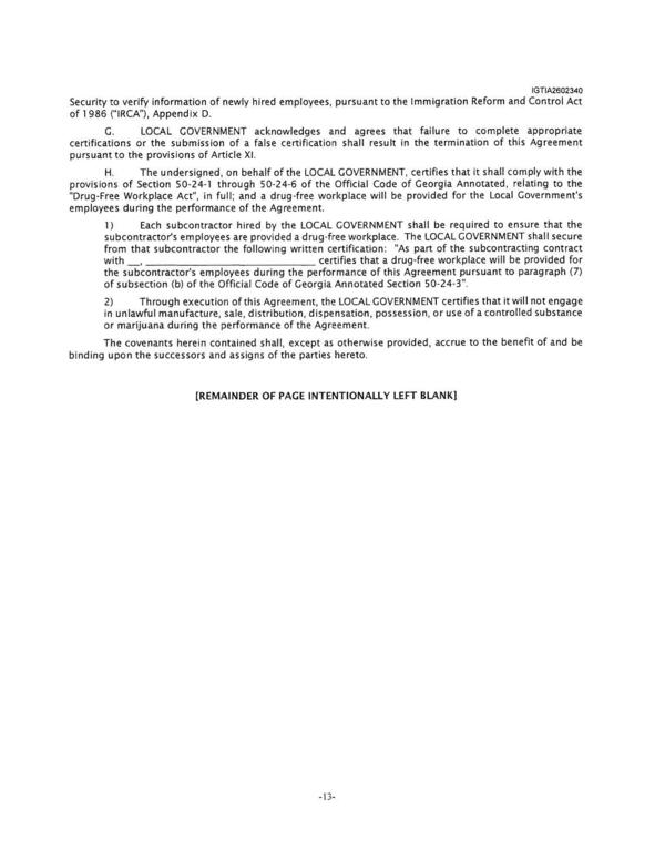 G. LOCAL GOVERNMENT acknowledges and agrees that failure to complete appropriate