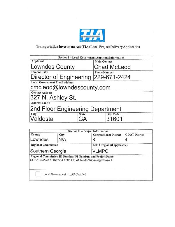 Section I — Local Government Applicant Information