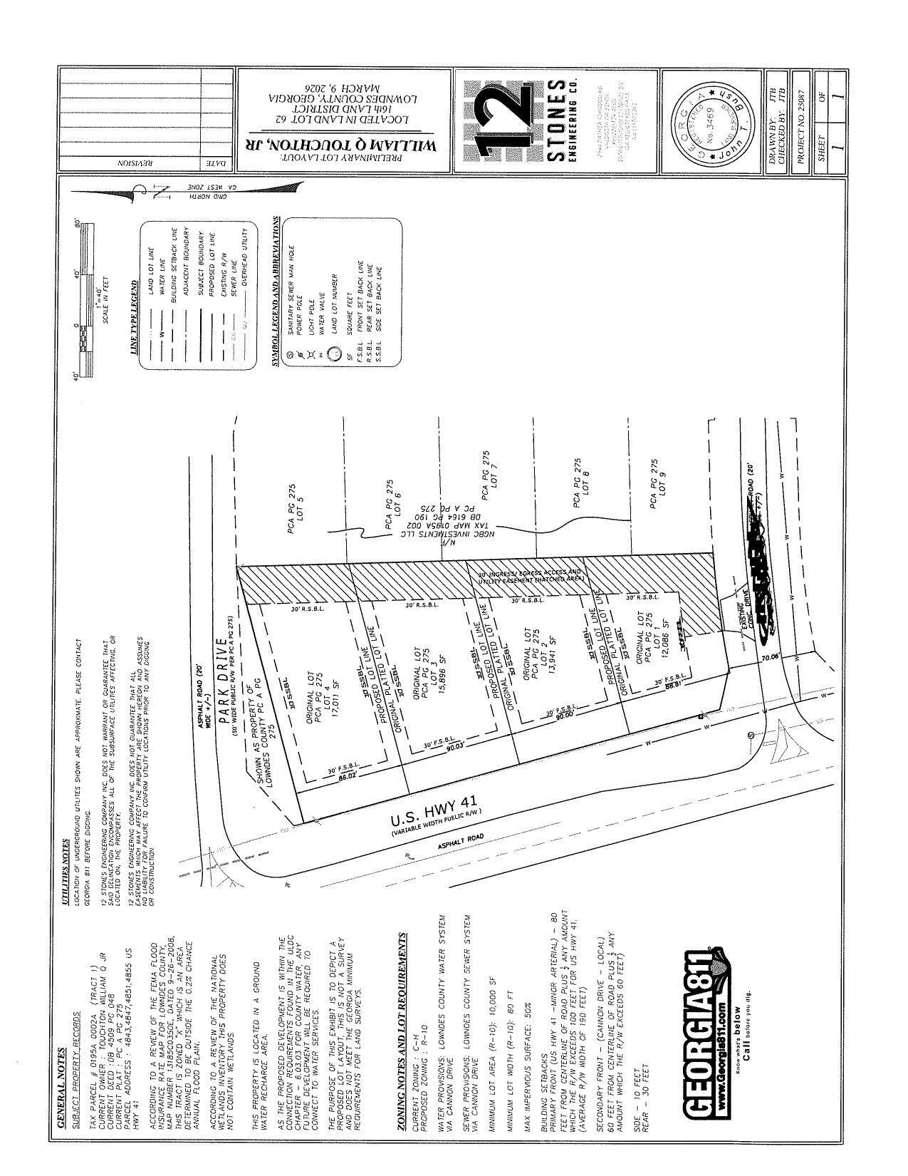 Preliminary Lot Layout William Q Touchton Jr.