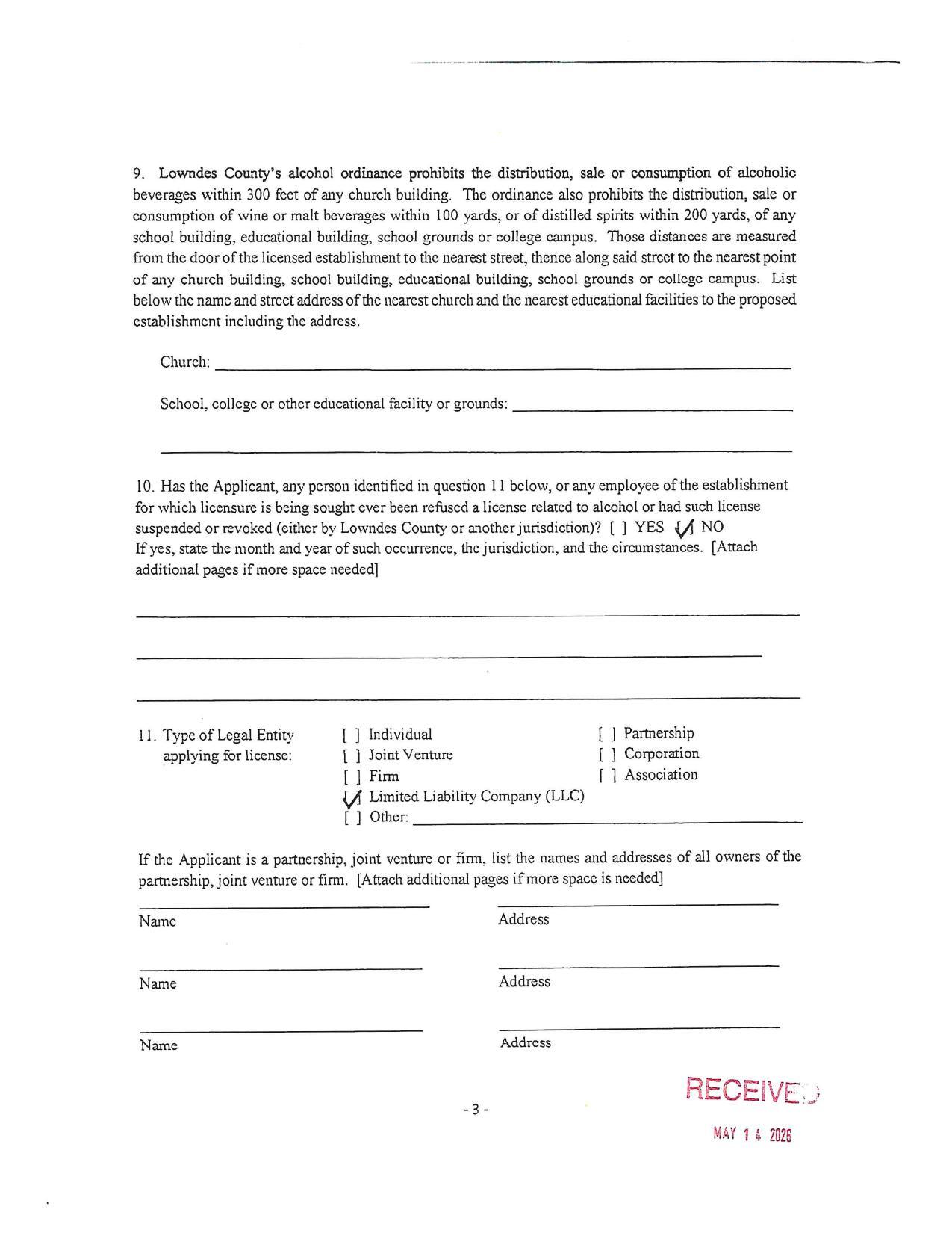 beverages within 300 fect of any church building. The ordinance also prohibits the distribution, sale or