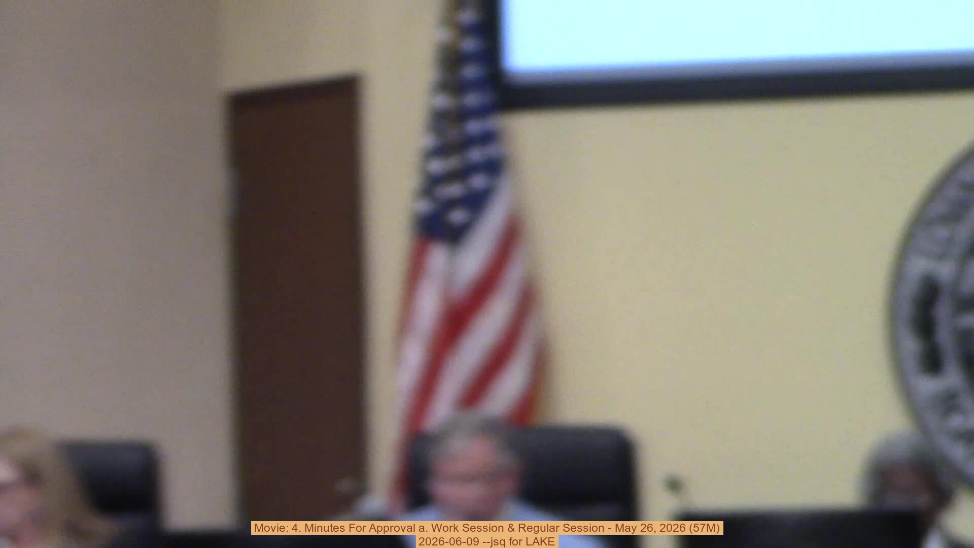 Movie: 4. Minutes For Approval a. Work Session & Regular Session - May 26, 2026 (57M), 2026-06-09 --jsq for LAKE
