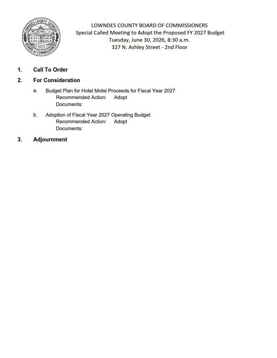 Agenda: Budget Adoption 2026-06-30 --Lowndes County Commission