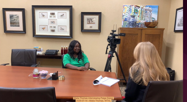 [Malia Thomas interviewing Paige Dukes, 2026-07-14 --Malia Thomas, WTXL]