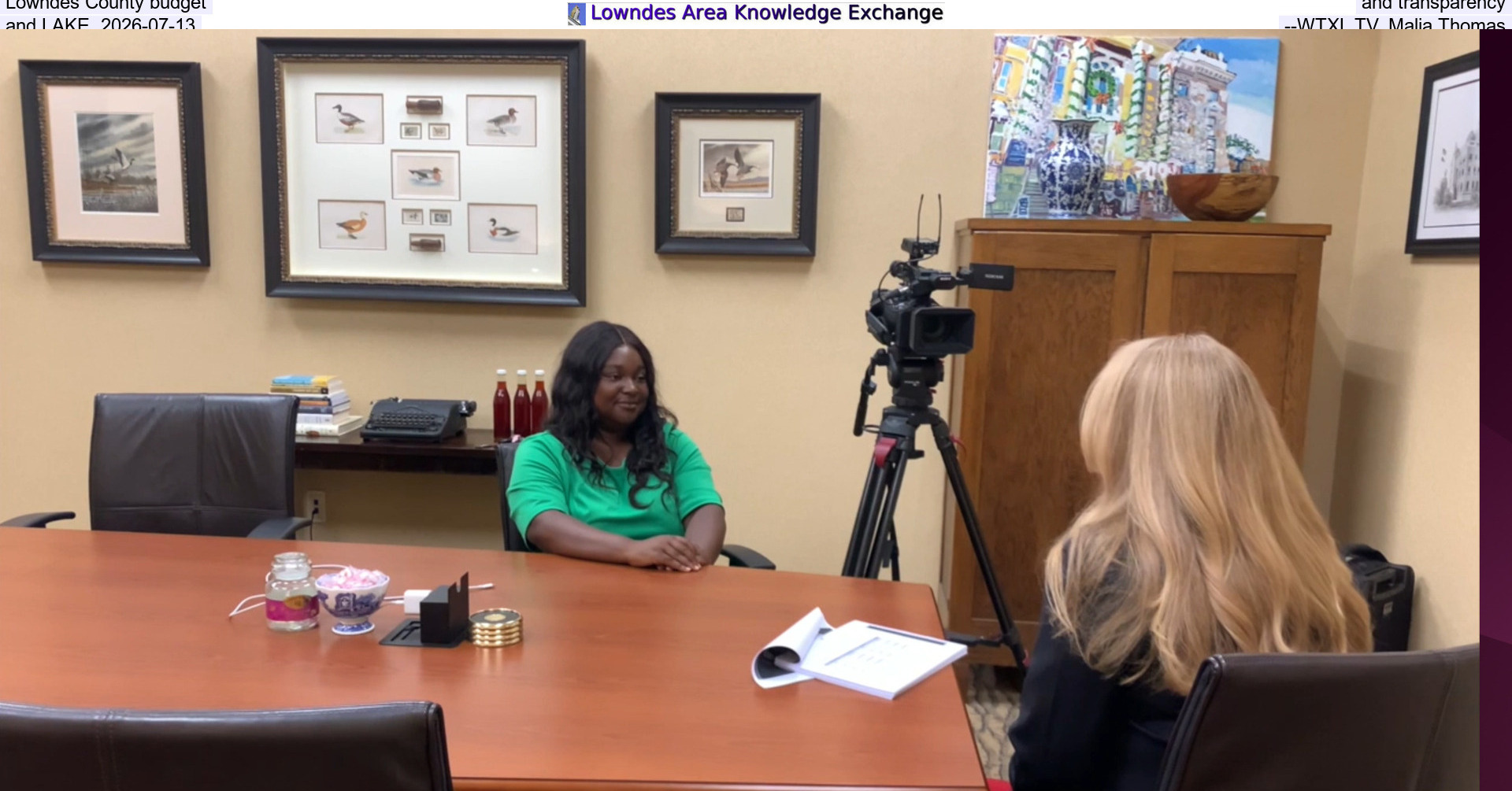 [Lowndes County budget and transparency and LAKE, 2026-07-13 --WTXL TV, Malia Thomas]