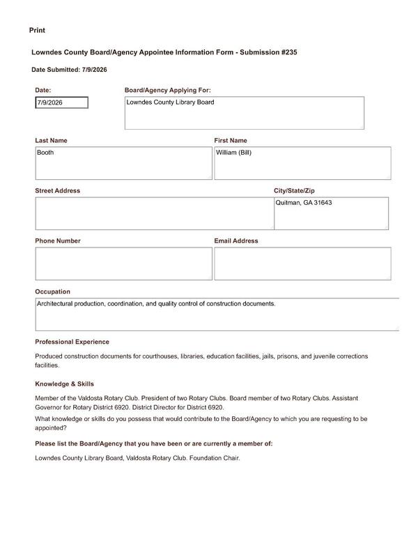 Application of William Booth