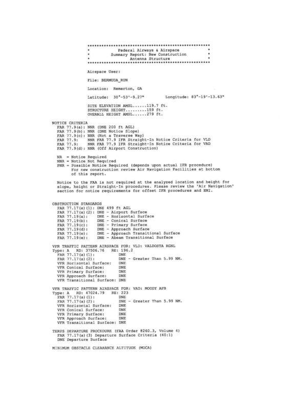 * Federal Airways & Airspace * * Summary Report: New Construction * * Antenna Structure *