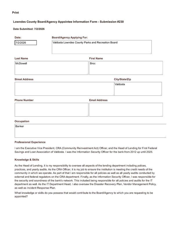Broc McDowell application