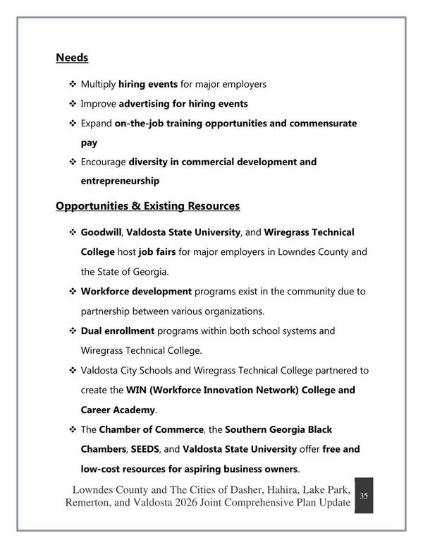 Needs, Opportunities & Existing Resources