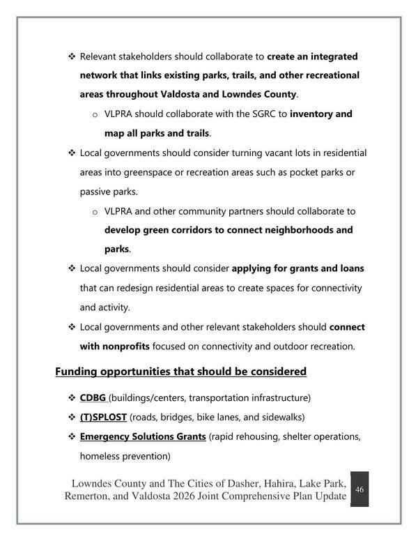 Funding opportunities that should be considered