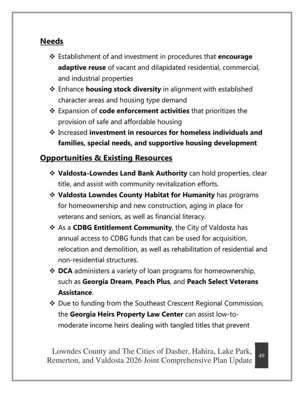 Needs, Opportunities & Existing Resources